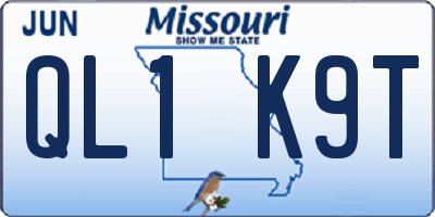 MO license plate QL1K9T