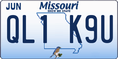 MO license plate QL1K9U