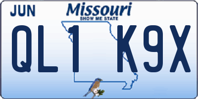 MO license plate QL1K9X