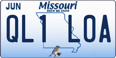 MO license plate QL1L0A