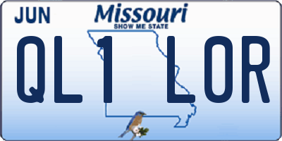 MO license plate QL1L0R