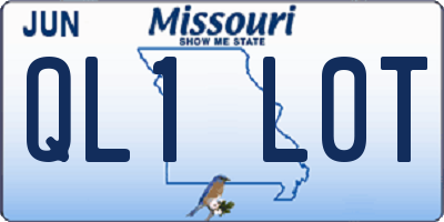 MO license plate QL1L0T