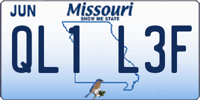 MO license plate QL1L3F