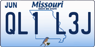 MO license plate QL1L3J