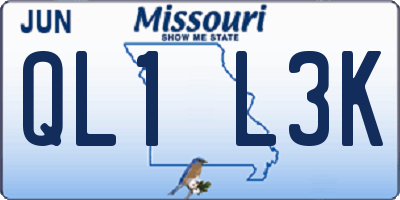 MO license plate QL1L3K