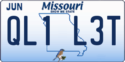 MO license plate QL1L3T
