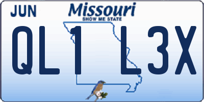 MO license plate QL1L3X