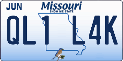 MO license plate QL1L4K