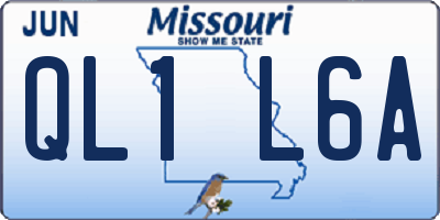 MO license plate QL1L6A