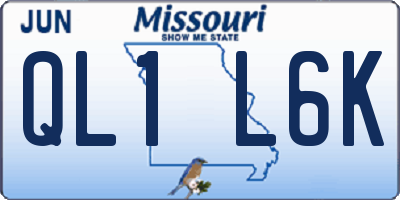 MO license plate QL1L6K