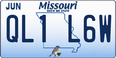 MO license plate QL1L6W
