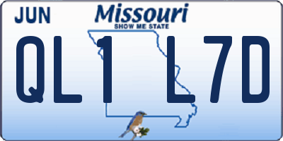 MO license plate QL1L7D