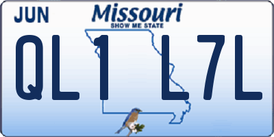 MO license plate QL1L7L