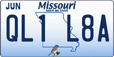 MO license plate QL1L8A