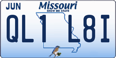 MO license plate QL1L8I