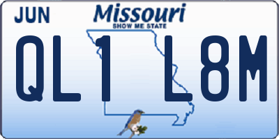 MO license plate QL1L8M