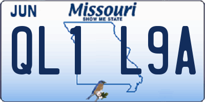 MO license plate QL1L9A