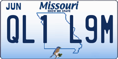 MO license plate QL1L9M
