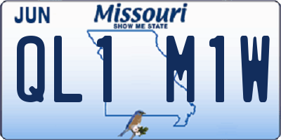 MO license plate QL1M1W