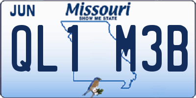 MO license plate QL1M3B