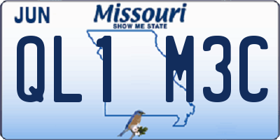MO license plate QL1M3C