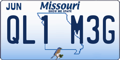 MO license plate QL1M3G