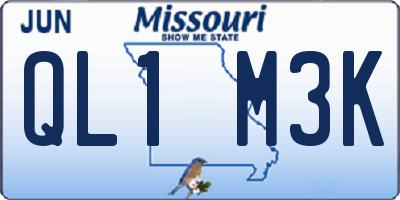 MO license plate QL1M3K