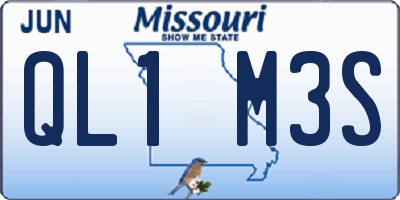 MO license plate QL1M3S