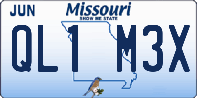 MO license plate QL1M3X