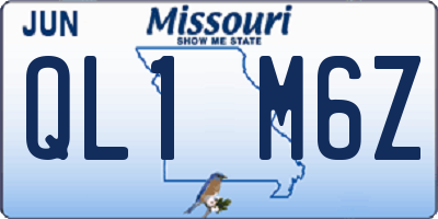 MO license plate QL1M6Z