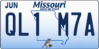 MO license plate QL1M7A