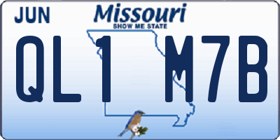 MO license plate QL1M7B
