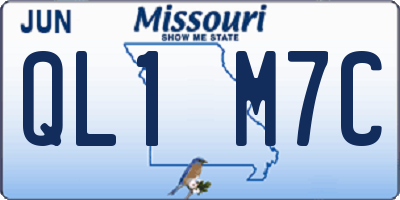 MO license plate QL1M7C
