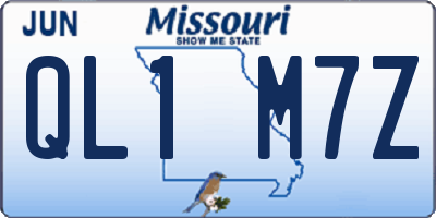 MO license plate QL1M7Z