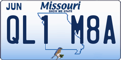MO license plate QL1M8A