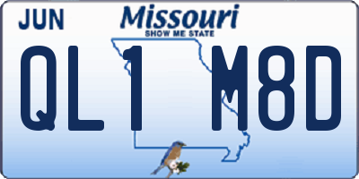 MO license plate QL1M8D