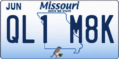MO license plate QL1M8K