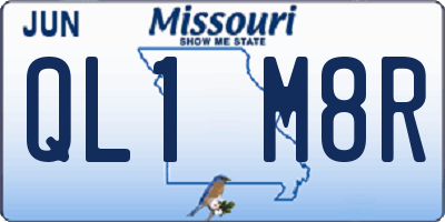 MO license plate QL1M8R