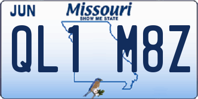 MO license plate QL1M8Z