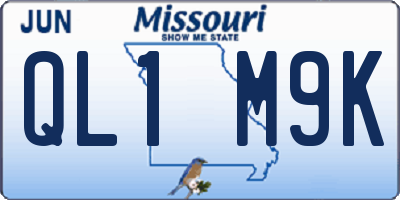 MO license plate QL1M9K