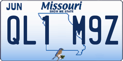 MO license plate QL1M9Z
