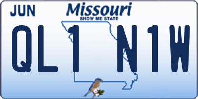 MO license plate QL1N1W