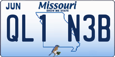 MO license plate QL1N3B