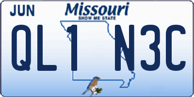 MO license plate QL1N3C