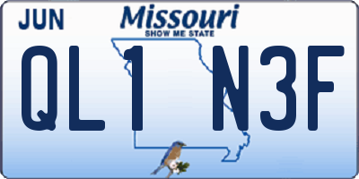 MO license plate QL1N3F