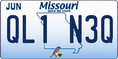 MO license plate QL1N3Q