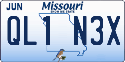 MO license plate QL1N3X