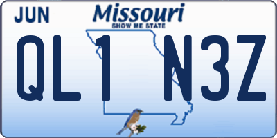 MO license plate QL1N3Z