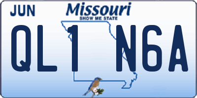MO license plate QL1N6A