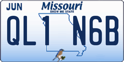 MO license plate QL1N6B